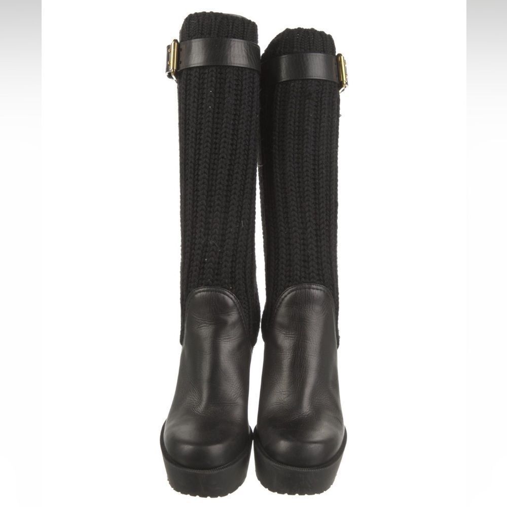 Gucci Black Wedge Boots with Knit Design - Picture 3 of 9